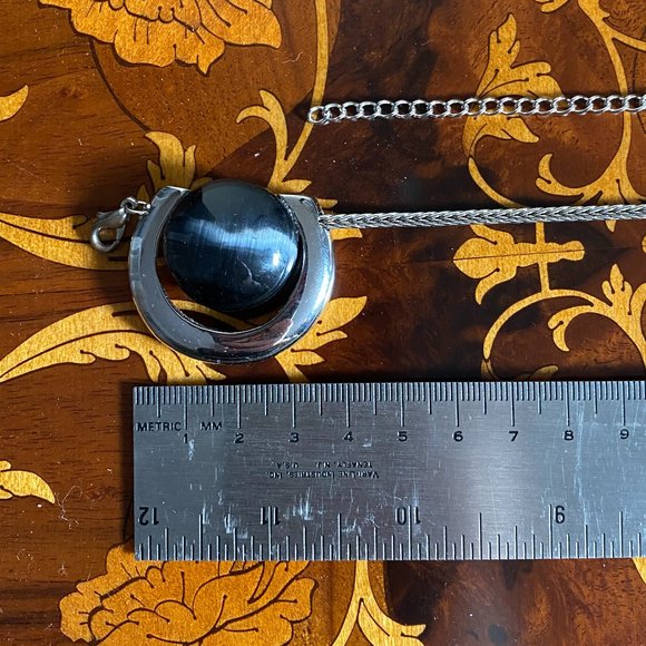 Black and Silver Pendant with Rope Chain - Picture 9 of 9